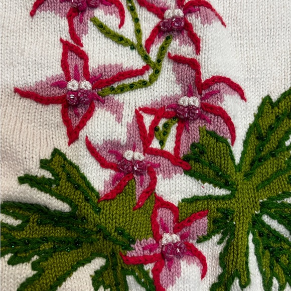 Storybook Knits Floral Snapdragon Embroidered Cardigan Size M - Picture 2 of 8